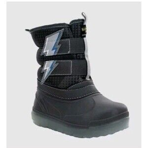 Western Chief Toddler Boys Denali Lighted Faux Fur Lightning Bolt Winter Boots 9